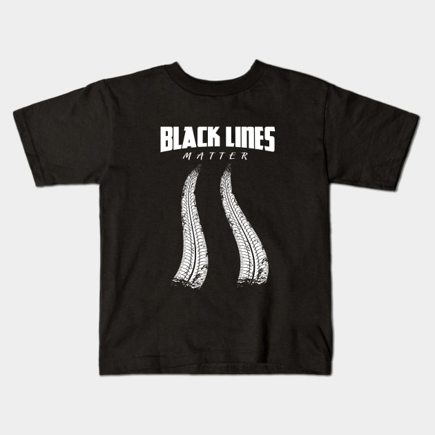 Black Lines Matter Car Burnout Skid Kids T-Shirt by clintoss